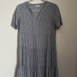 Navy and White Midi Dress